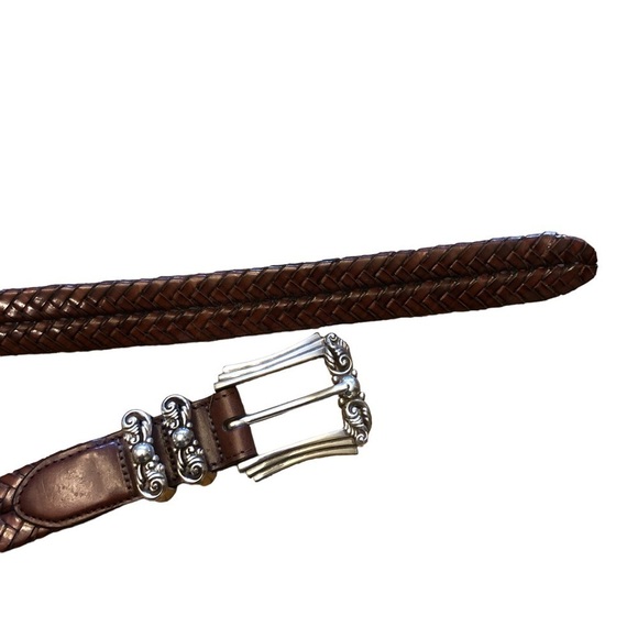 Brighton Brown Braided Leather Belt with Gold Buckle - Picture 5 of 11